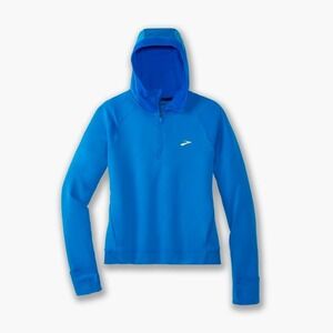 Brooks Notch Thermal Hoodie Womens L Blue Bolt Running Half Zip Pullover